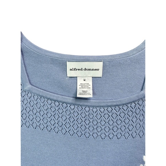 Alfred Dunner Sweater Womens Size M Blue Floral Accents S/S Lightweight - Picture 4 of 10